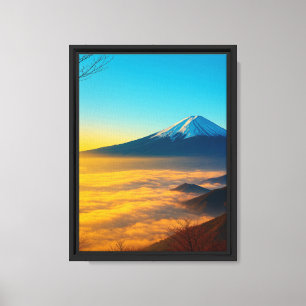 Impressão Em Tela Monte Fuji acima das nuvens à luz da manhã