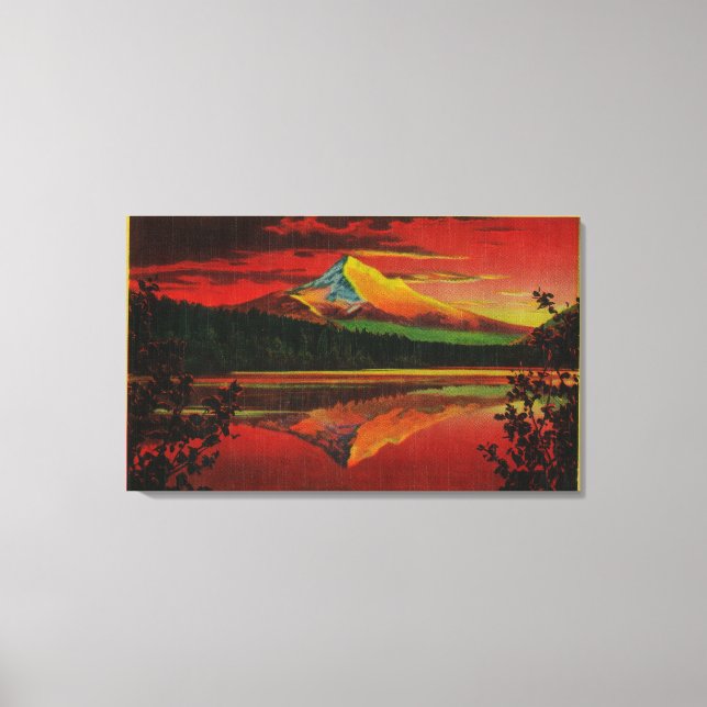 Impressão Em Tela Monte Hood no Sunrise do Lago Perdido, Oregon (Frente)