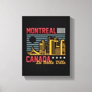 Impressão Em Tela Montreal Canadá Silhueta Urbana Gráfica de Viagem 
