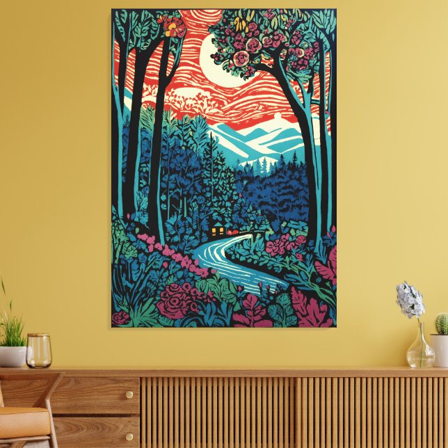 Impressão Em Tela Moonlight Rosewood Trail (Insitu(Sala de estar))