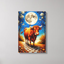 Impressão Em Tela Moonlit Bull Fantasy Art para Dreamy Interiors