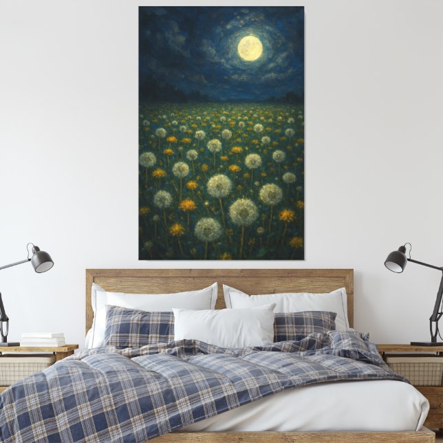 Impressão Em Tela Moonlit Dandelion Meadow (Insitu(Quarto))