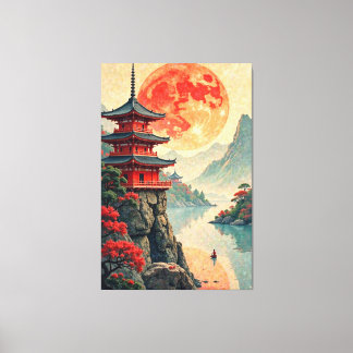 Impressão Em Tela Moonlit Pagoda
