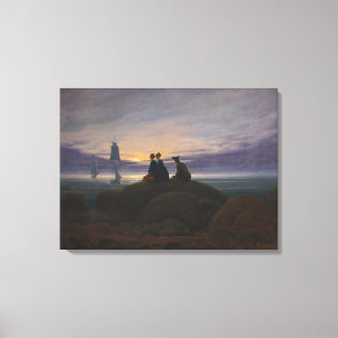 Impressão Em Tela Moonrise pelo mar (por Caspar David Friedrich)
