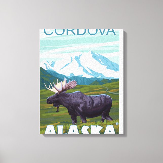 Impressão Em Tela Moose Scene - Córdova, Alasca (Frente)