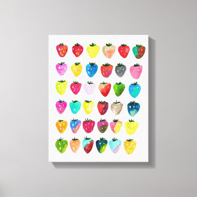 Impressão Em Tela Morango doce doce fruta doce aquarela (Frente)