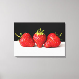 Impressão Em Tela Morangos Pretos sobre Branco 24 x 16 (60 x 40 cm)w