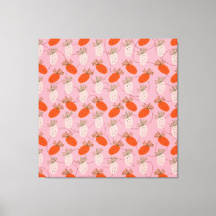 Impressão Em Tela Morangos Rosa Branco Padrão Desenho Frutas 
