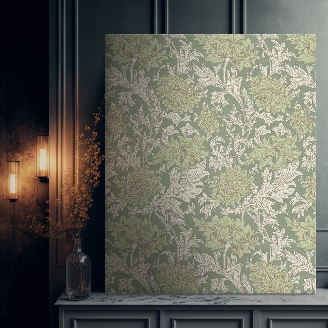 Impressão Em Tela Morris Green Chrysanthemum Victorian Patterian (Criador carregado)