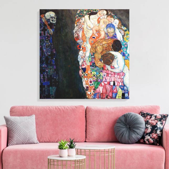 Impressão Em Tela Morte e Vida | Gustav Klimt | (Insitu(Sala de estar))