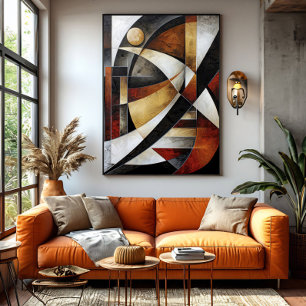 Impressão Em Tela Mosaico Abstrato Terroso
