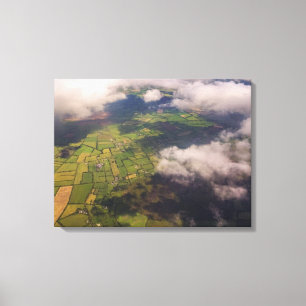 Impressão Em Tela Mosaico Aéreo de Terras Agrícolas e Nuvens Irlande