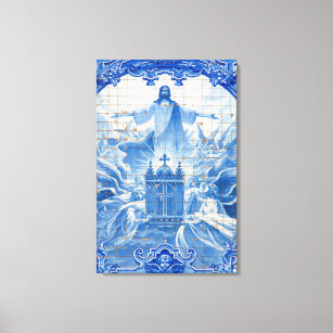 Impressão Em Tela Mosaico azulejo azul de jesus, Portugal