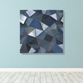 Impressão Em Tela Mosaico Azulejo Geométrico Blues