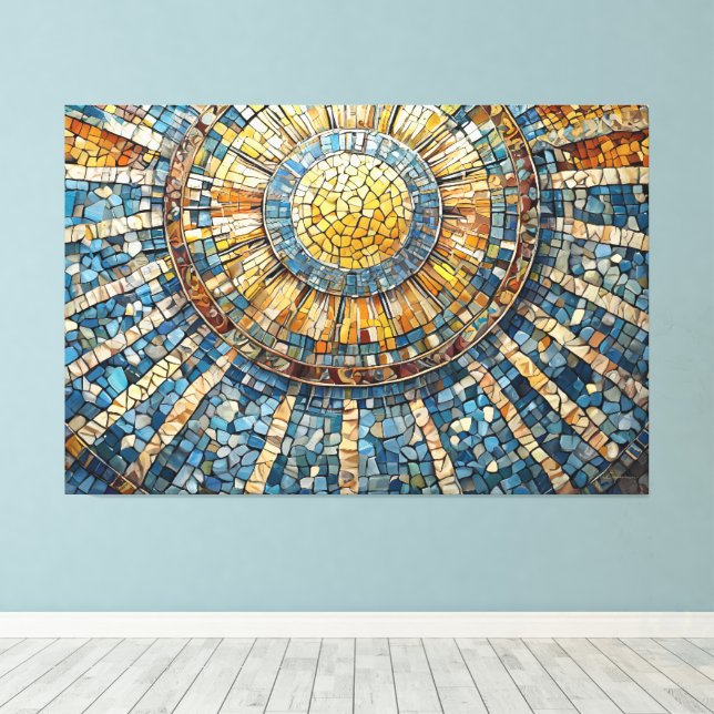 Impressão Em Tela mosaico celeste do sol 004 (Insitu(piso de madeira))