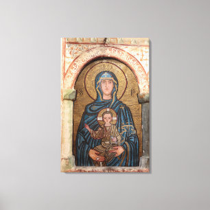 Impressão Em Tela Mosaico da Virgem Maria e Jesus