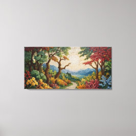 Impressão Em Tela mosaico de caminho com árvores e flores