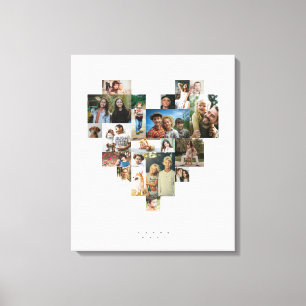 Impressão Em Tela Mosaico de Fotos em Formato de Coração