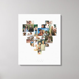 Impressão Em Tela Mosaico de Fotos em Formato de Coração