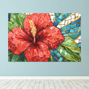 Impressão Em Tela mosaico de hibisco 005