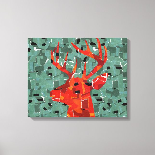 Impressão Em Tela Mosaico de silhueta de cabeça de veado (Frente)