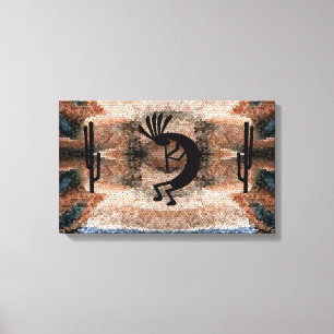 Impressão Em Tela Mosaico do Deserto de Kokopelli 19,5 x 12