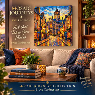 Impressão Em Tela Mosaico Gótico de Edimburgo Rua Catedral Escocesa