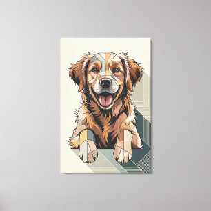 Impressão Em Tela Mosaico Quente do Retriever Dourado