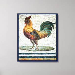 IMPRESSÃO EM TELA MOSAICOS ROMANOS ANTIGOS / GALO