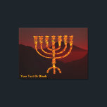 Impressão Em Tela Moshe's Menorah<br><div class="desc">Uma representação da menorah de sete ramificações (candelabro) feita pelos israelitas após o Êxodo do Egito. Personalize adicionando seu próprio texto. Na Torah Moshe Rabbenu, diz-se, "Você fará um Menorah de ouro puro, espancado, se o Menorah for feito, sua base, seu galho, suas bolas, seus botões, e suas flores serão...</div>