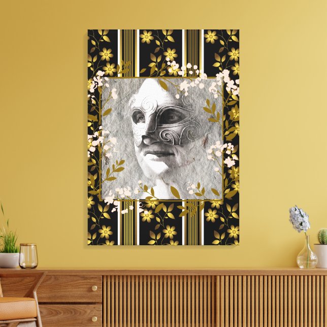 Impressão Em Tela Mother - The Women in Mask / BW (Insitu(Sala de estar))