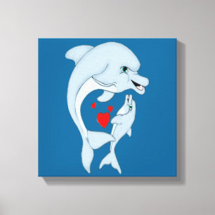 Impressão Em Tela Motherly Dolphin Love 12 x 12