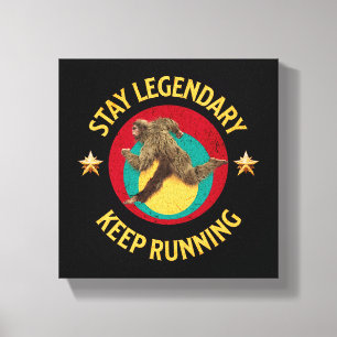 Impressão Em Tela Motivação Divertida de Bigfoot Correndo