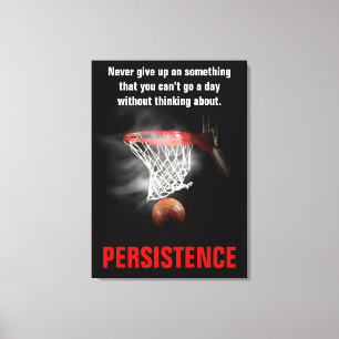 Impressão Em Tela Motivação Inspiracional de Basquete de Persistênci