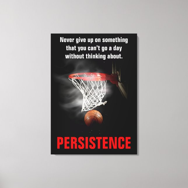 Impressão Em Tela Motivação Inspiracional de Basquete de Persistênci (Frente)