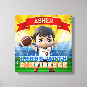 Impressão Em Tela Motivação Personalizada de Futebol Red Quarterback