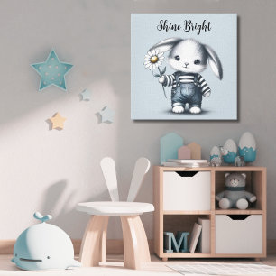 Impressão Em Tela Motivação Whimsical Boy Bunny