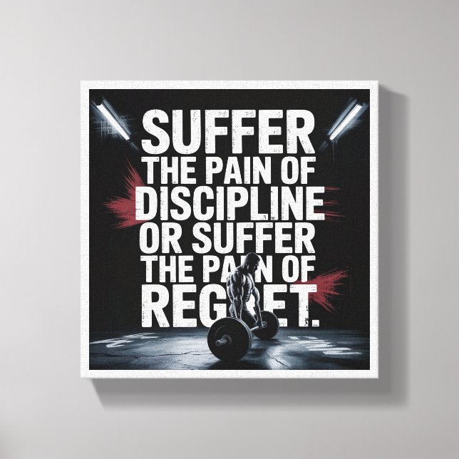 Impressão Em Tela Motivational Gym Wall Art - Suffer the Pain of Dis (Frente)
