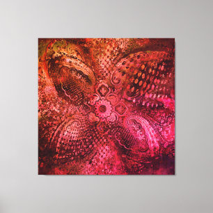 Impressão Em Tela Motivo Paisley Intricado em Vermelho Escuro