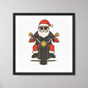 Impressão Em Tela Motocicleta de Natal Vintage Engraçado Motociclist