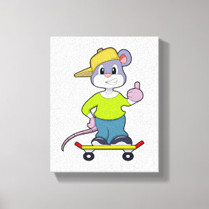 Impressão Em Tela Mouse como skater com skate