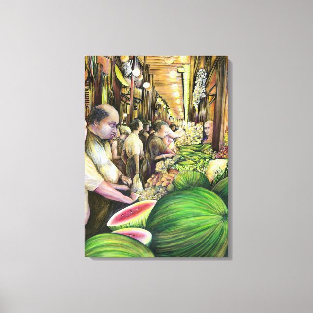 Impressão Em Tela Muitos Homens Muitos Melões Budapeste Hungria (Frente)