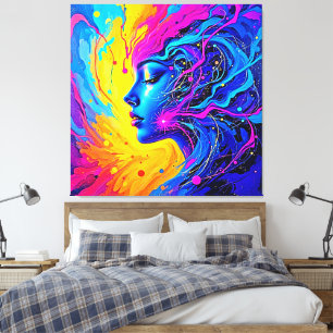Impressão Em Tela Mulher Abstrato de Dreamy Colorful