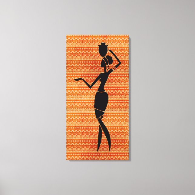 Impressão Em Tela Mulher africana com Jug Silhouette (Frente)