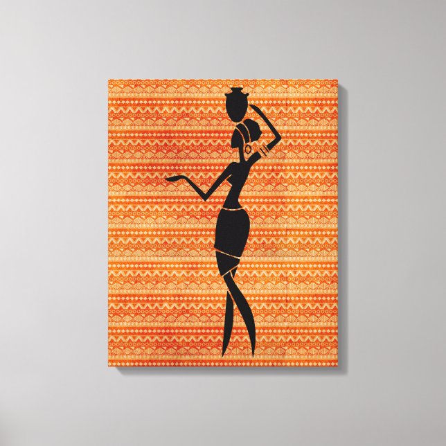 Impressão Em Tela Mulher africana com Jug Silhouette (Frente)