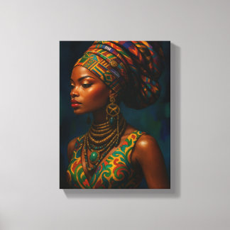 Impressão Em Tela Mulher africana elegante no terraço tradicional Po