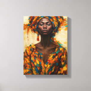 Impressão Em Tela Mulher africana negra no porto Colorido de Robe Ab