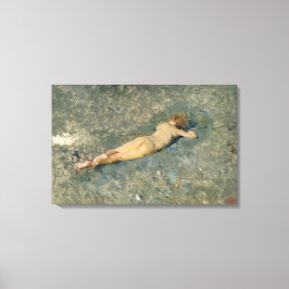 Impressão Em Tela Mulher banhando sol na praia em Portici