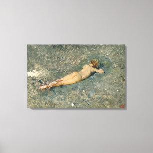 Impressão Em Tela Mulher banhando sol na praia em Portici