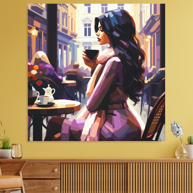 Impressão em Tela Mulher Boho Café (Insitu(Sala de estar))